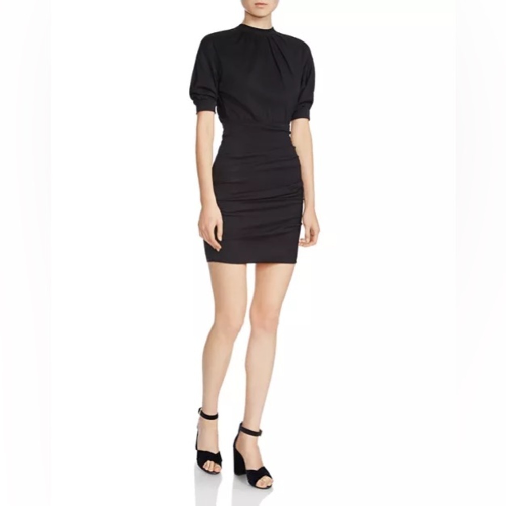 - 🎀 MAJE PARIS Roxia black draped crepe dress lbd mini dress
